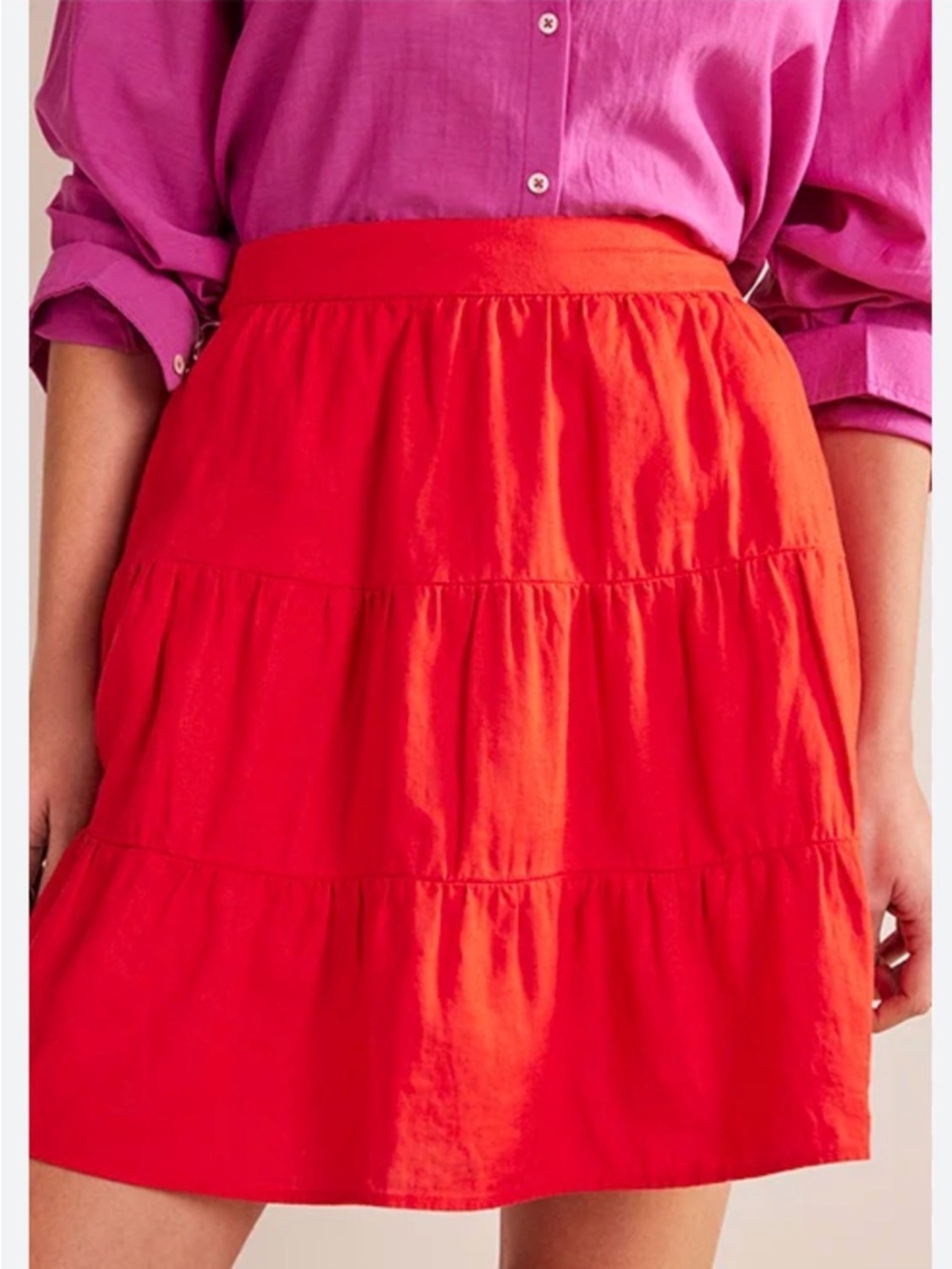 Boden Linen Tiered Mini Skirt